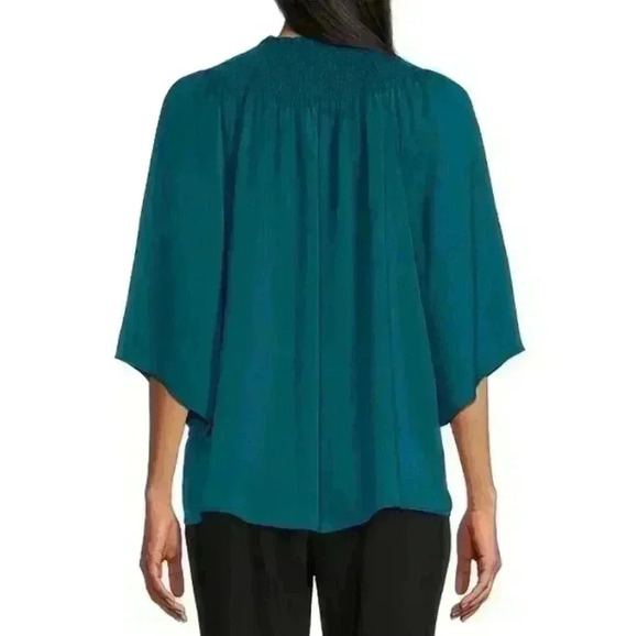 Investments semi sheer black print blouse. Billowy sleeves. - Picture 9 of 9